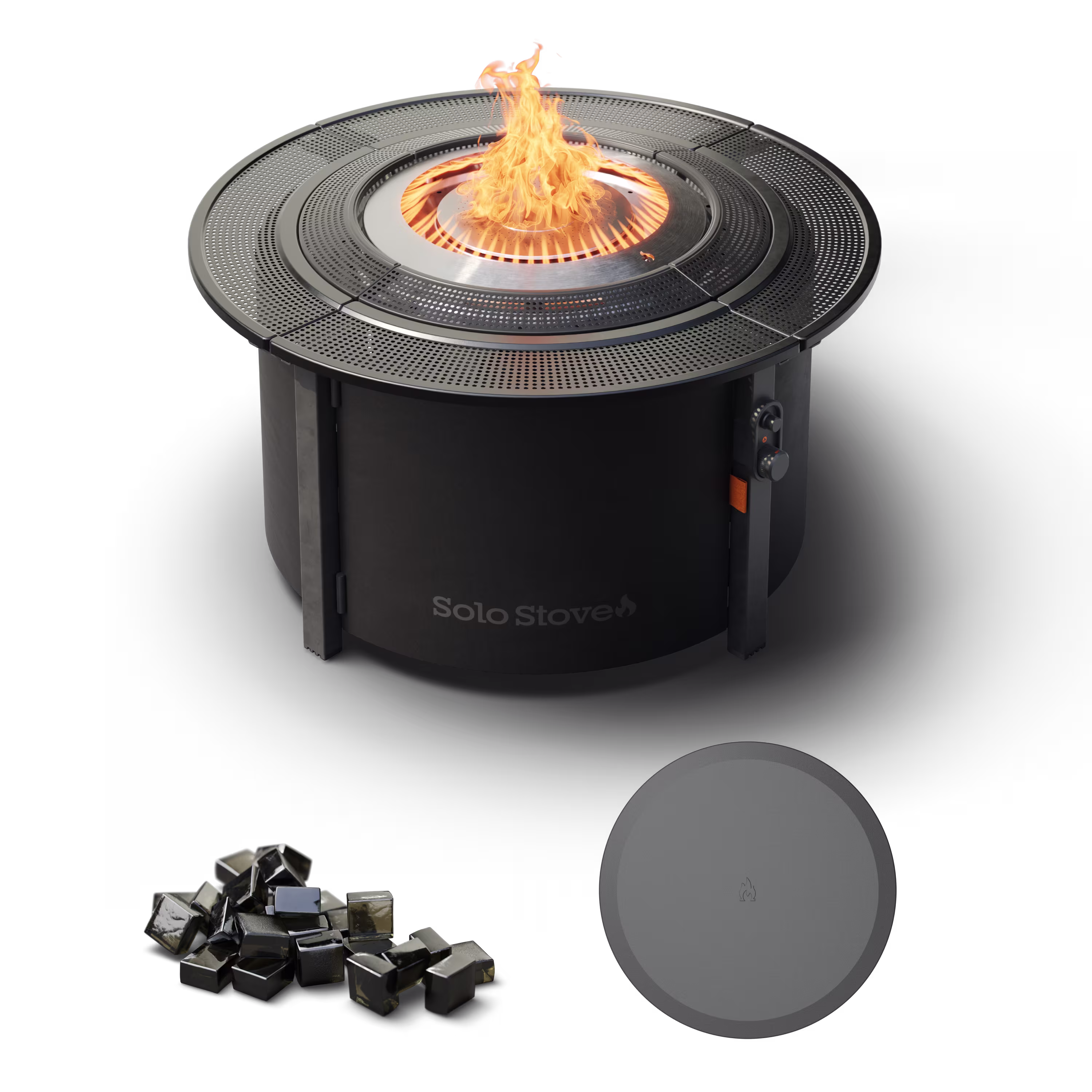Infinity Flame Propane Fire Pit + Surround Surface - Charcoal Steel Finish